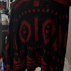 Aztec Design Red and Black Cardigan